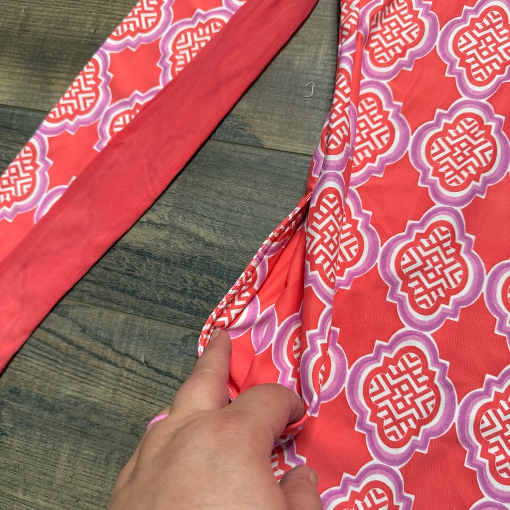 Cabana Life Coral and Pink Patterned Dress Long Sleeve - Picture 9 of 12